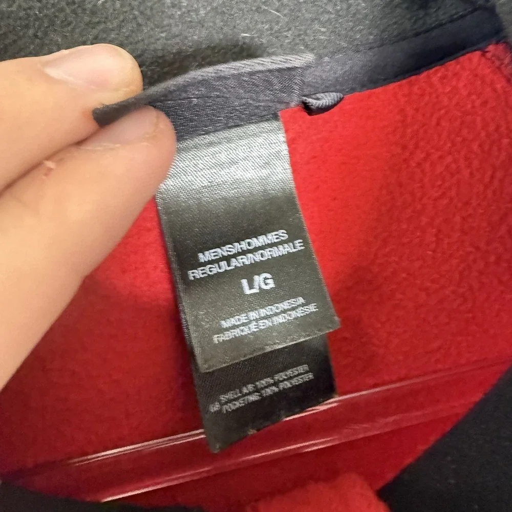 The North Face Jacket Men Large Red Black Fleece Coat Full Zip Fleece Colorblock